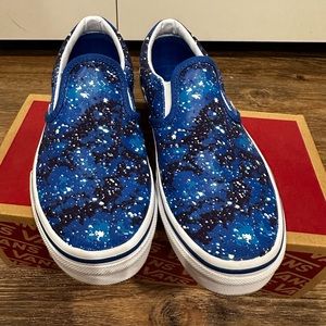 Glow in the dark galaxy slip on vans kids 2